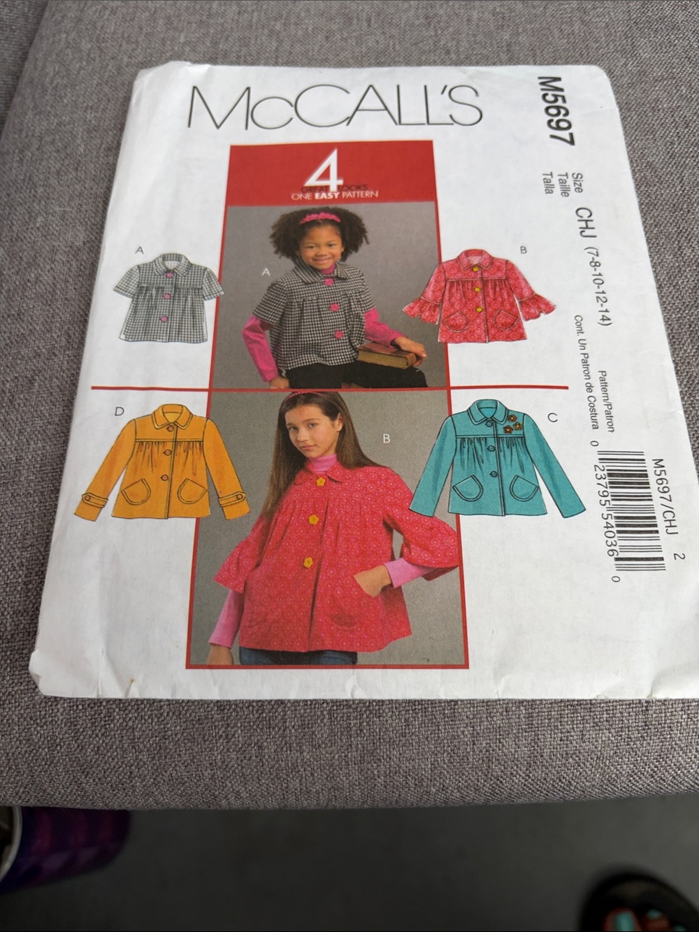 McCall's Kids' Sewing Pattern - Red Swing Coat (Style B)
